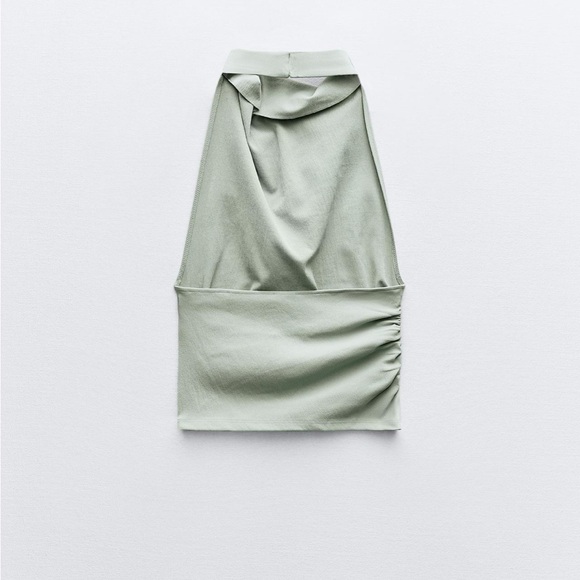 stretch halter top high neck sea moss green - Picture 3 of 5